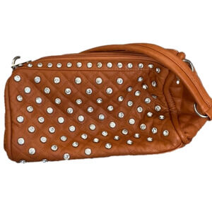 VINTAGE RUST/ORANGE CRYSTAL STUDED PURSE